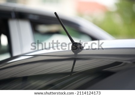 Car antenna for receive the radio waves.Car antenna for radio system. Selective focus and close up                  