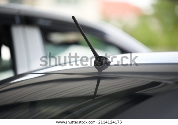 Car\
antenna for receive the radio waves.Car antenna for radio system.\
Selective focus and close up                 \
