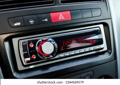 Car Audio Player. Closeup View