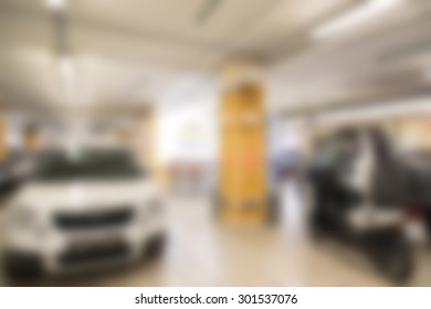 Car Auto Dealership Themed Blur Background With Bokeh Effect