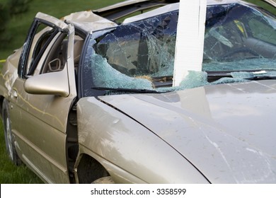 Car Badly Damaged In An Accident By A Drunk Driver