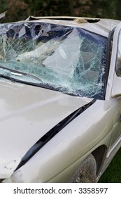 Car Badly Damaged In An Accident With A Drunk Driver