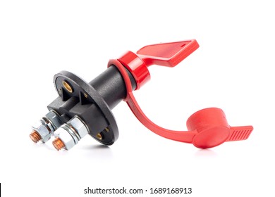 Car battery disconnect switch isolated on white background.