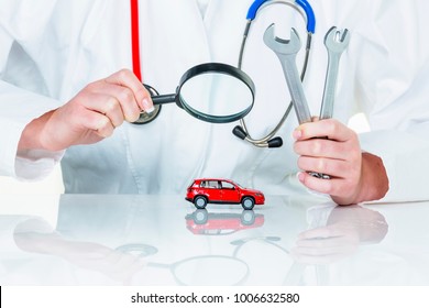 Car Is Being Examined By Doctor