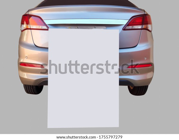 car and\
blank frame banner poster on isolated\
design
