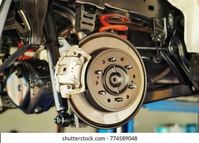 Car brake disc without wheels closeup. - Shutterstock ID 774589048