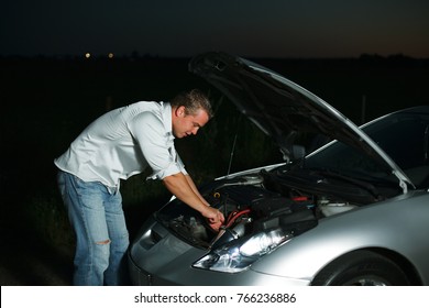 Car Broke Down On The Highway At Night