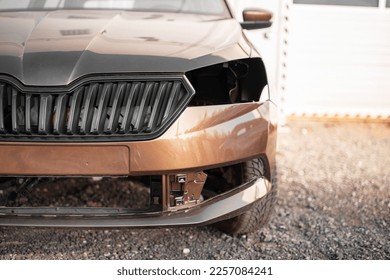 The car was broken in an car accident. - Shutterstock ID 2257084241