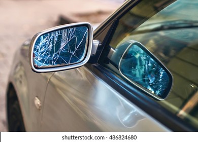 Car With Broken Side Door Mirror