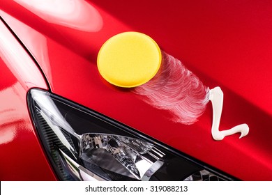 car care, polishing the red car