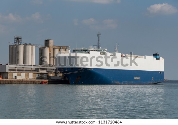 A car carrier ship
alongside in port