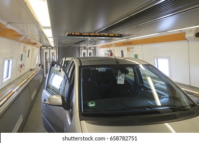 Car In Channel Tunnel Train From Calais To Folkestone