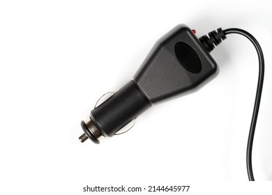 Car Charger On A White Background. Automotive Electronics Close-up.