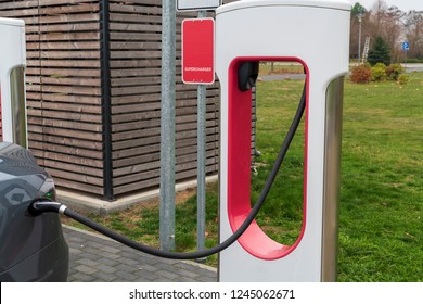 Car At A Charging Station For E Cars