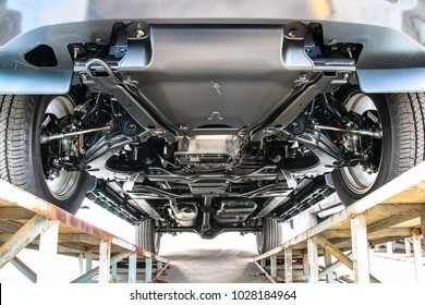Car chassis bottom view 