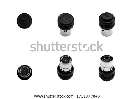 Car cigarette lighter set isolated on a white background.