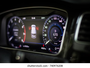 Car Clocks On A Liquid Crystal Display