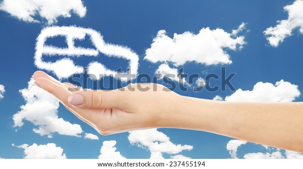 Car clouds shape floating
on hand