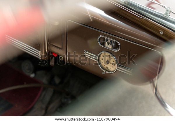car cockpit of a classic
car