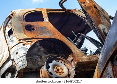 Car Completely Destroyed By Fire Abandoned Stock Photo 2164980217