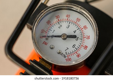 Car compressor pressure gauge scale on a light background. - Shutterstock ID 1918180736
