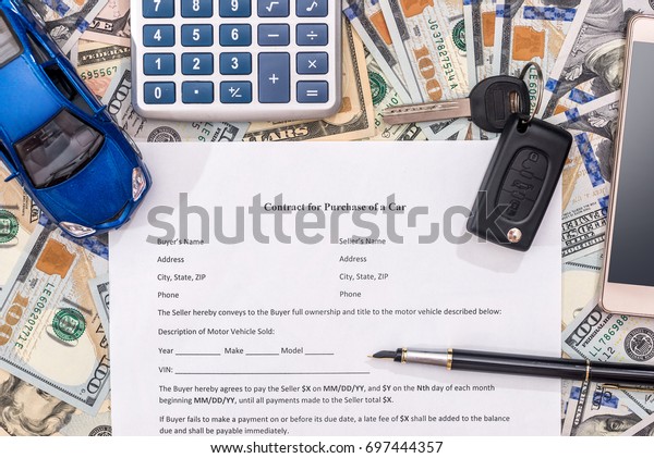 car\
contract, toy car, dollar, calculator, pen,\
pencil