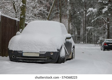 Car Covered Of Snow.
