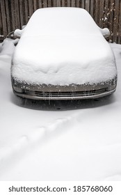 Car Covered In Snow In A Blizzard In Chicago