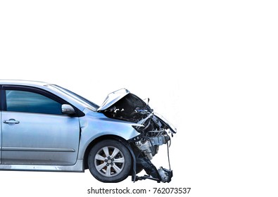 Car Crash Accident On White Background