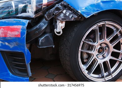 car crash background and alloy Wheels