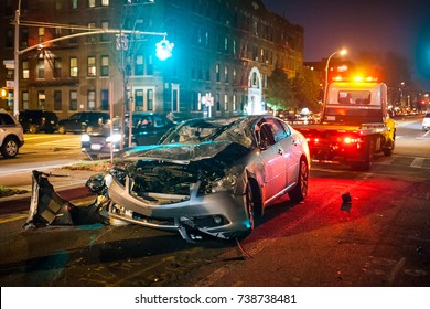 Car crash night city rescue emergency service