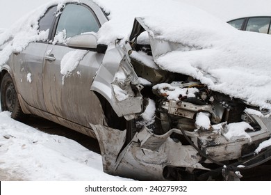 Car Crash On Winter Road