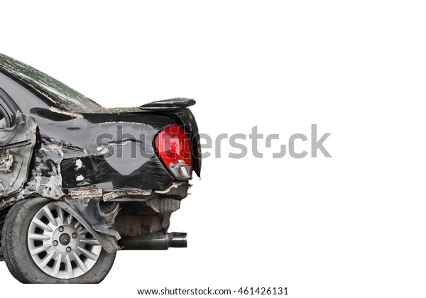 Car crash. Rear side of a damaged car. Car\
insurance concept