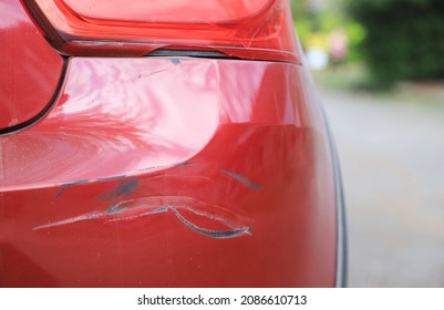 Car Crashed On Rear Light And Surface From Accident In Using Car In Daily Life For Insurance Photo Concept