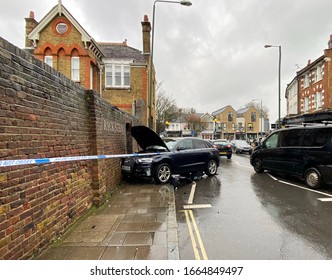 Car Crashed Through The Wall Near Rick Steins Restaurant In Barnes London England UK 5 March 2020