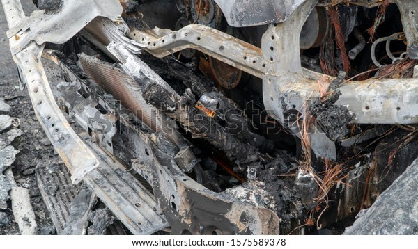 car damaged by fire. arson
of cars