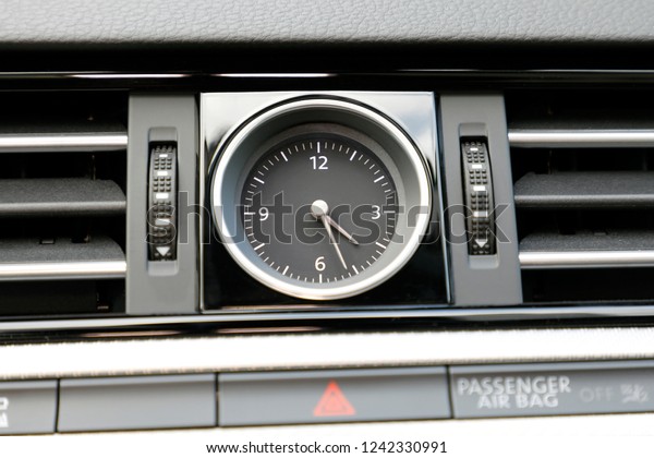 car dashboard\
classic clock, car interior