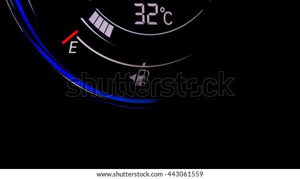 car dashboard, Fuel
gauge light in car.