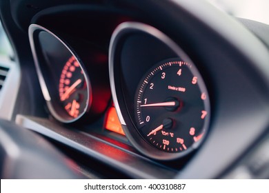 Car dashboard modern automobile control illuminated panel speed display 