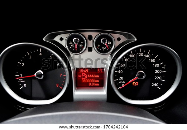 Car dashboard\
odometer reading 80000 km