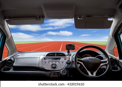 Car dashboard speeds while on the road. 