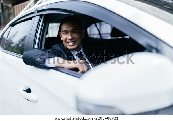 Car
dealer man. Auto dealership and rental
concept.