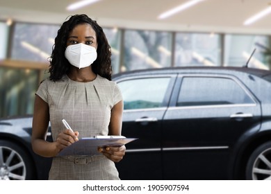 Car Dealership And Rental Auto Business With Face Mask