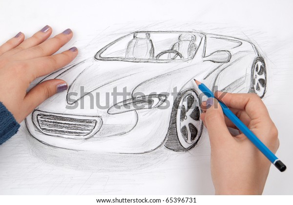 Car designer sketches\
concept car