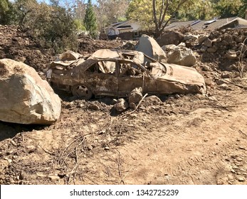 Car Destroyed In Mudslide