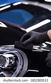 Car Detailing Studio Worker Applying Car Ceramic Coating