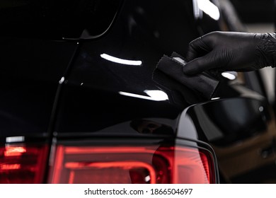 Car Detailing Studio Worker Applying Ceramic Coating