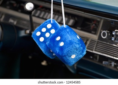 Car Dice In A Old American Car