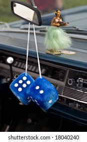 Car Dice In A Old American Car