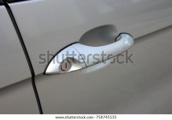 Car door handles with\
locks.